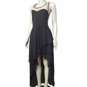 XTAREN Nude Black Women's Dress Size L HI-LOW Overlay Sleeveless #CB8